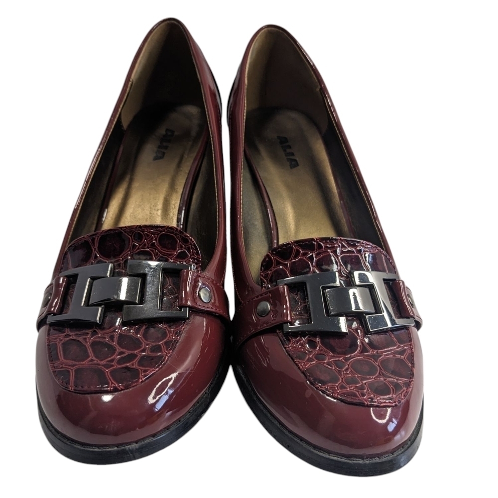 Alia Vegan Red Flats with Metallic Buckle Size 9